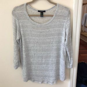 Women’s Gray Forever 21 Knit Striped Lightweight Sweater